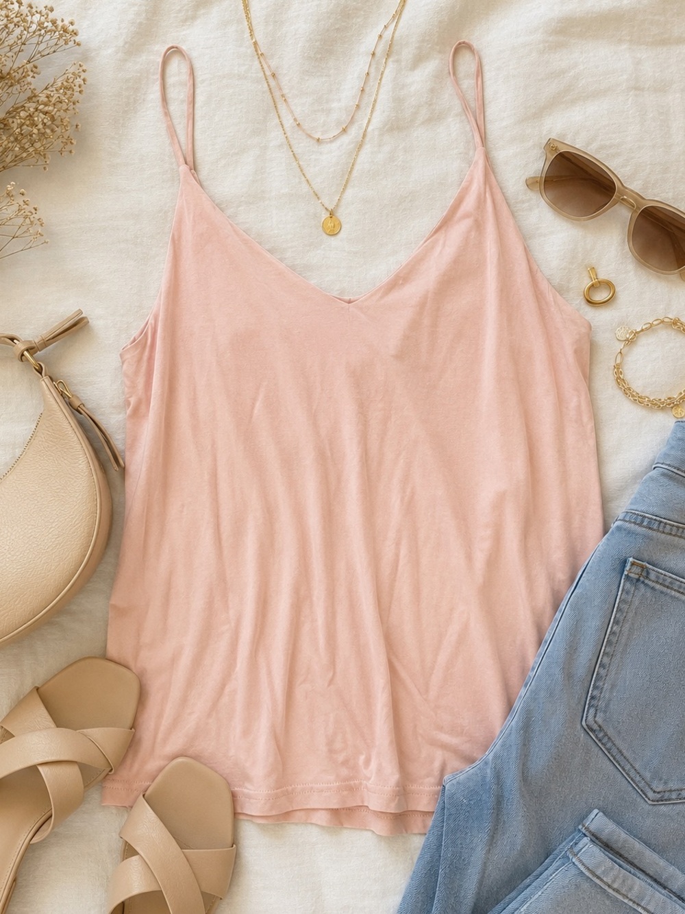 Abound Blush Pink V-Neck Spaghetti Strap Cami